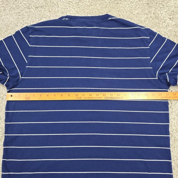 AYR Shirt Mens Shirt XL Blue Striped Short Sleeve Pullover Pima Cotton Stretch - Picture 8 of 10